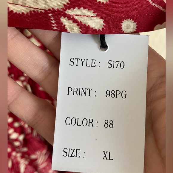 MASALA Burgundy Floral Bohemian Butterfly Sleeve Dress NWT Sz XL - Picture 6 of 13